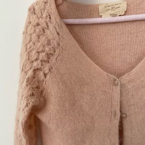 Sezane Garance baby pink sweater cardigan